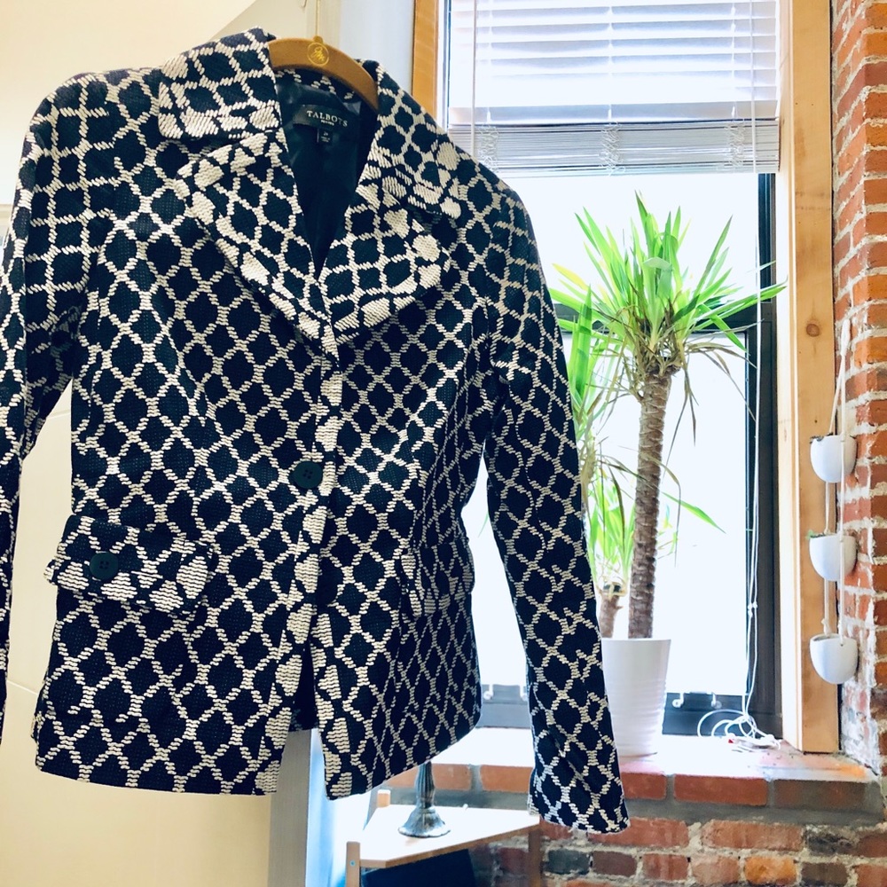Brand New Talbots Navy & White Blazer